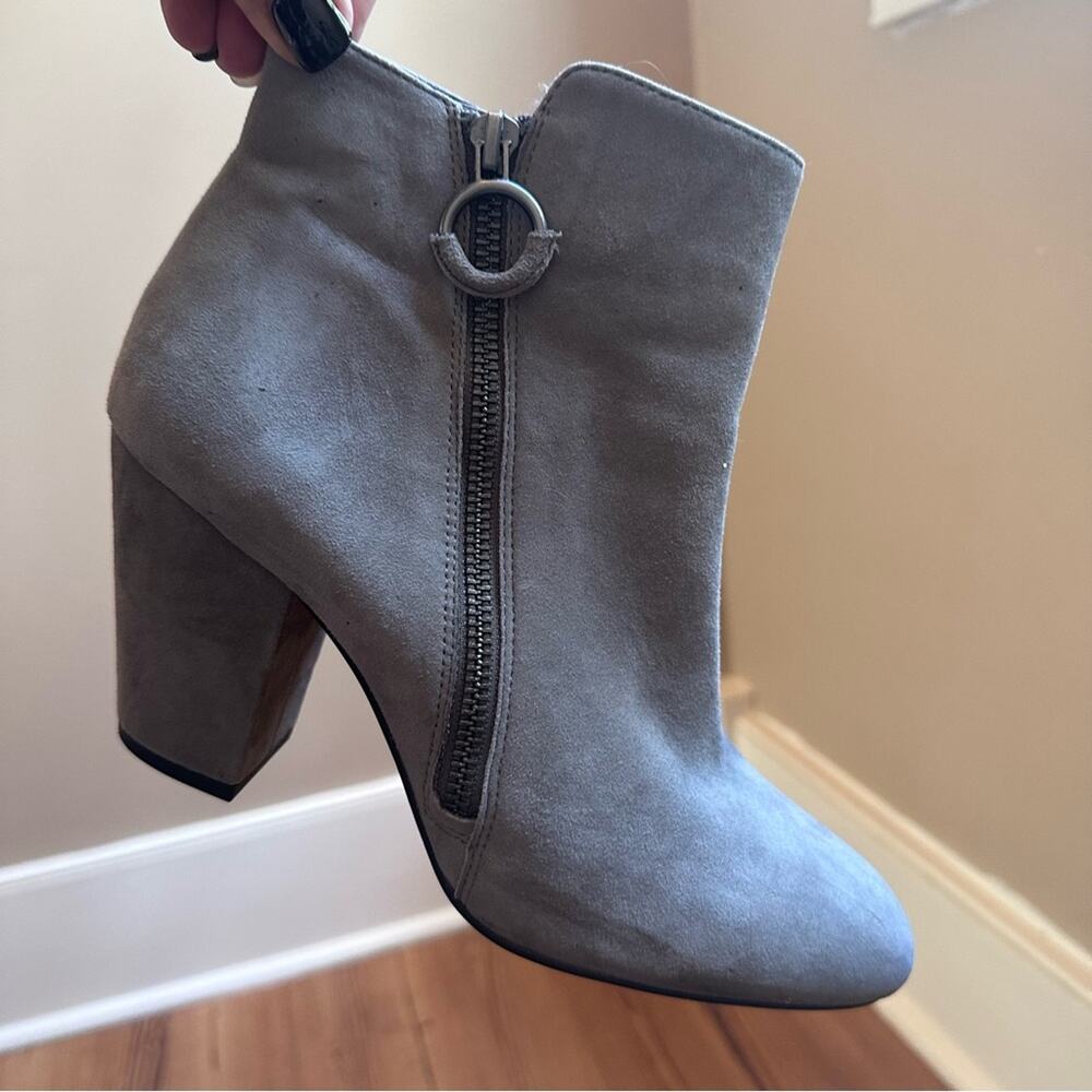 1.State Preete gray leather suede heeled booties SIZE‎ 9